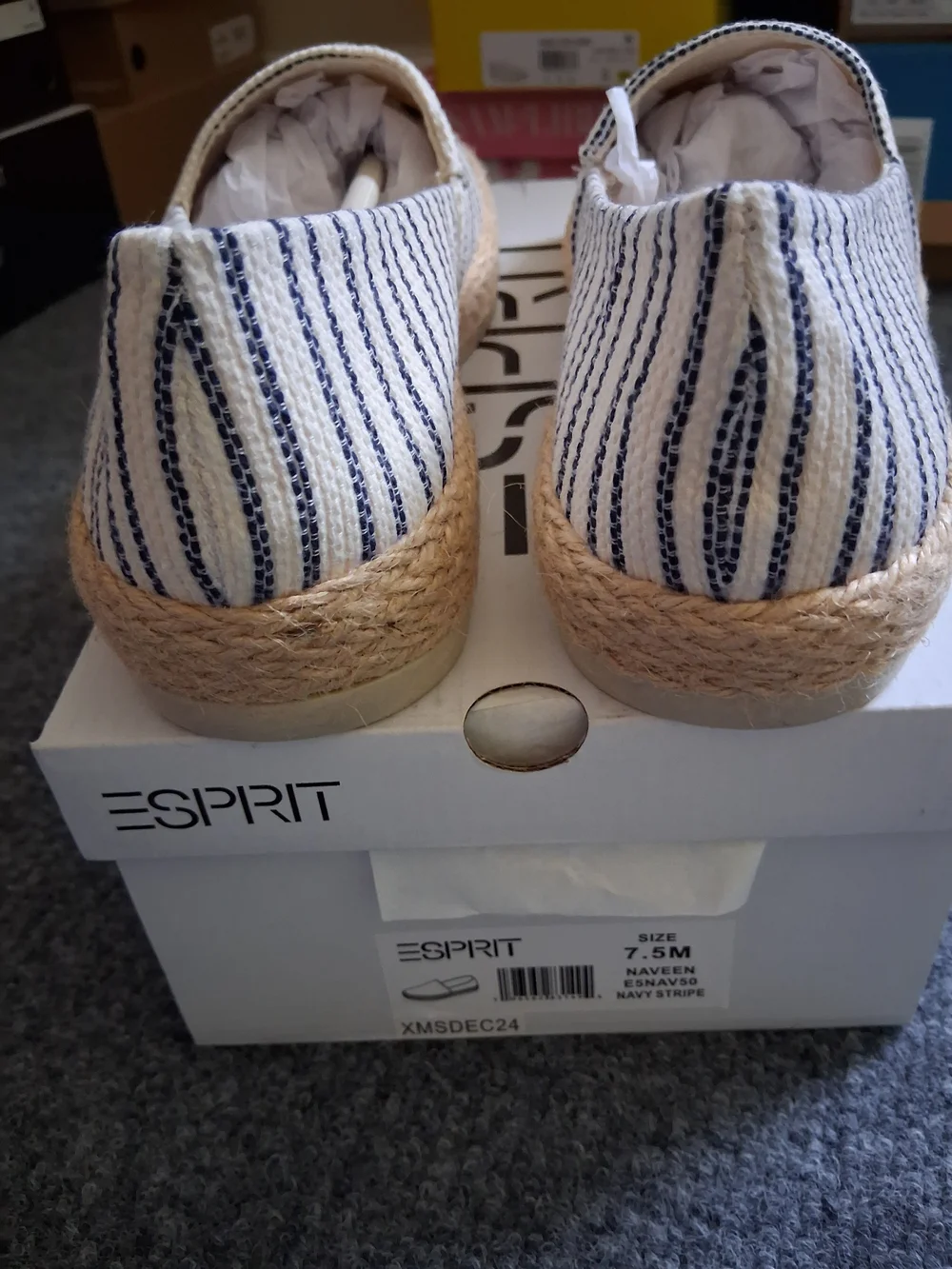 Esprit Striped Canvas Espadrilles - Navy & Cream
